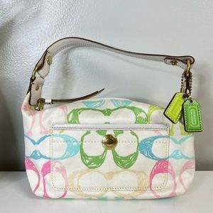 Coach Mini white canvas multi color Signature C